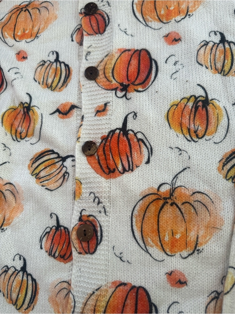🎃 Pumpkin Print Button Cardigan Cozy Fall Cottagecore Sweater - Picture 9 of 12